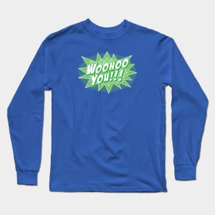 Woohoo You!!! in Green & White Long Sleeve T-Shirt